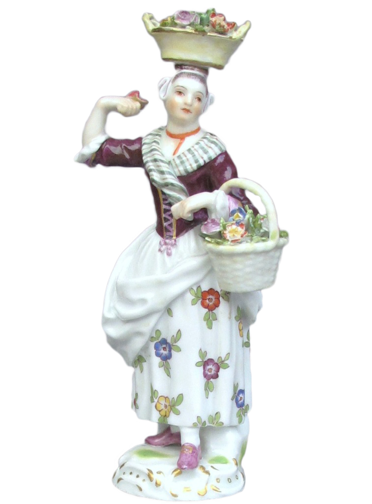 マイセン　人形　磁器　パリの物売りシリーズ　花を売る女性